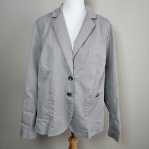 Cotton Ginny Pin Stripe Blazer Womens 1X Grey Summer‎ Preppy Office 44" Chest